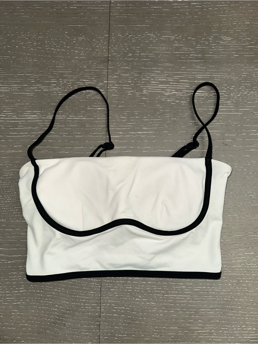 ALO White Bandeau Bralette with Black Trim -